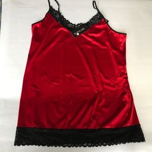 INVOLAND Red with Black Lace Slip Under Garment